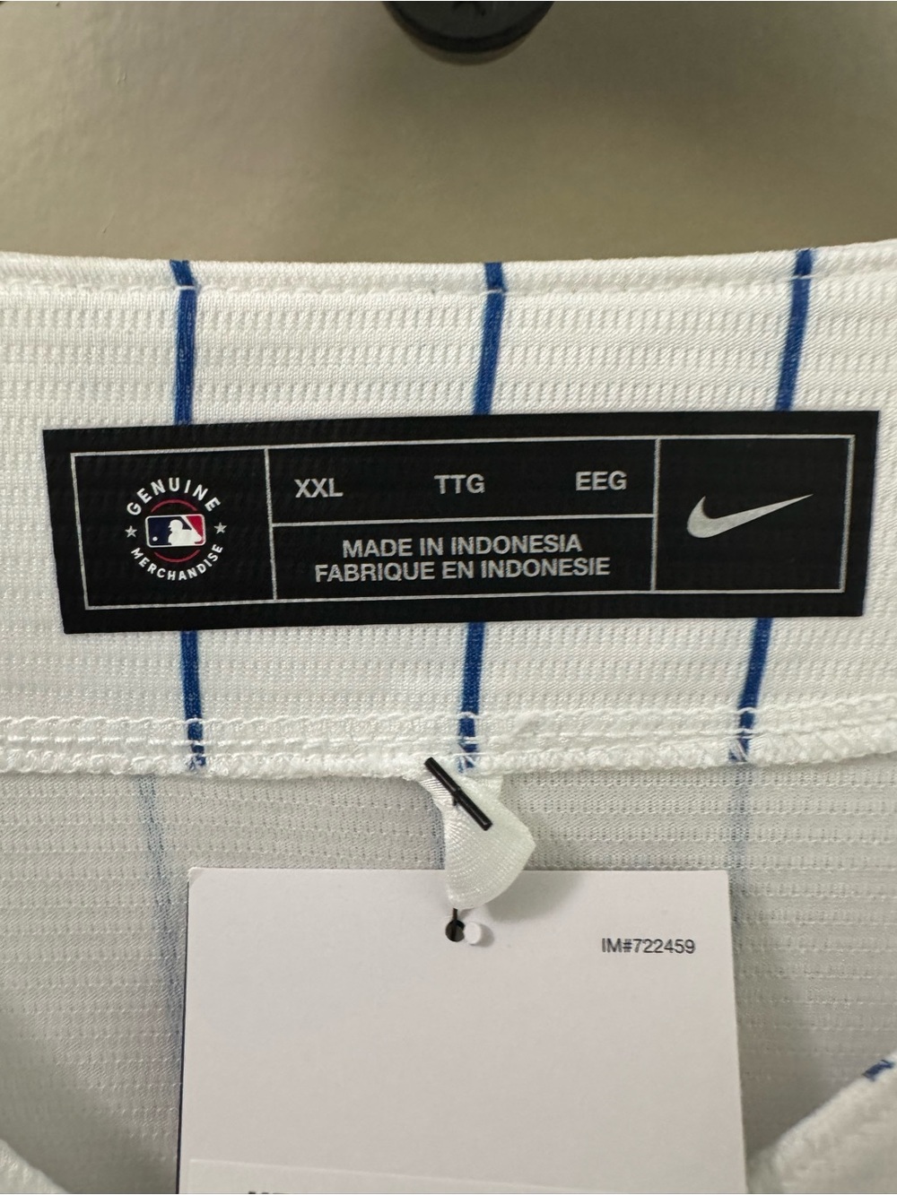 Nike White Baseball Jersey with Royal Blue Pinstripes XXL - Picture 3 of 11